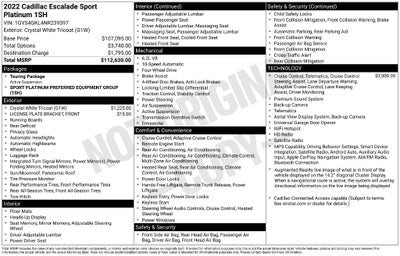 2022 Cadillac Escalade Sport Platinum