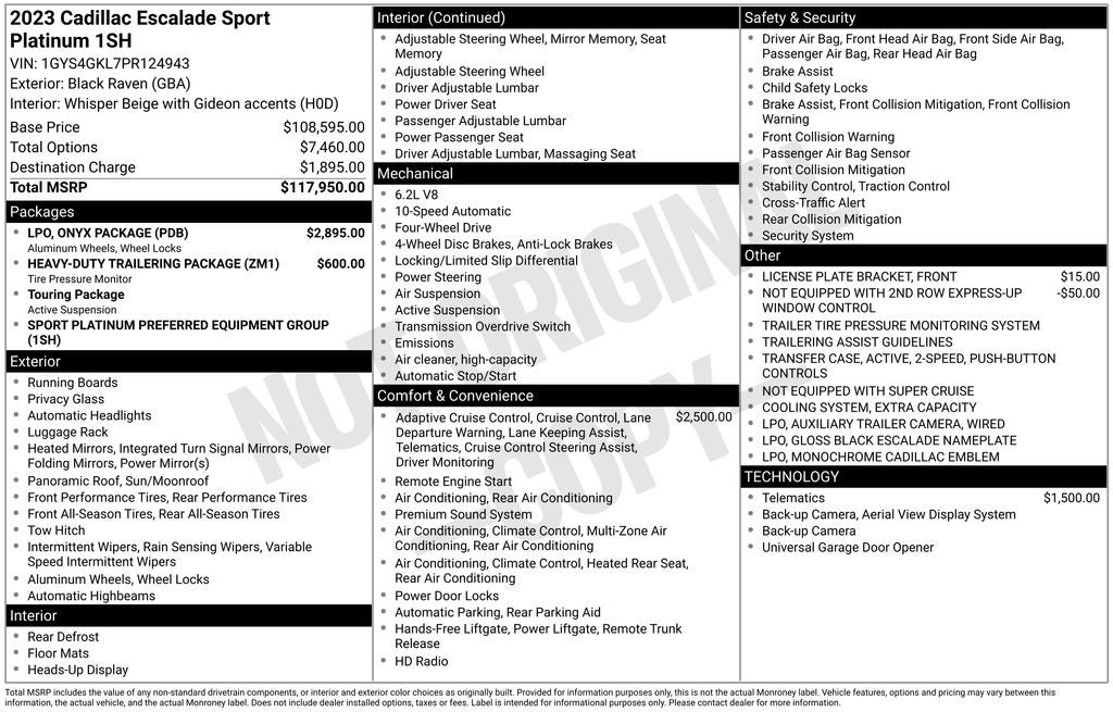 2023 Cadillac Escalade Sport Platinum
