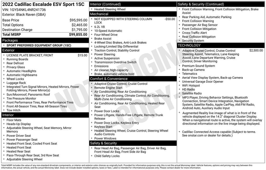 2022 Cadillac Escalade ESV Sport