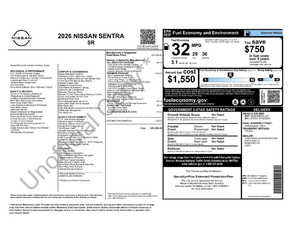 2026 Nissan Sentra SR