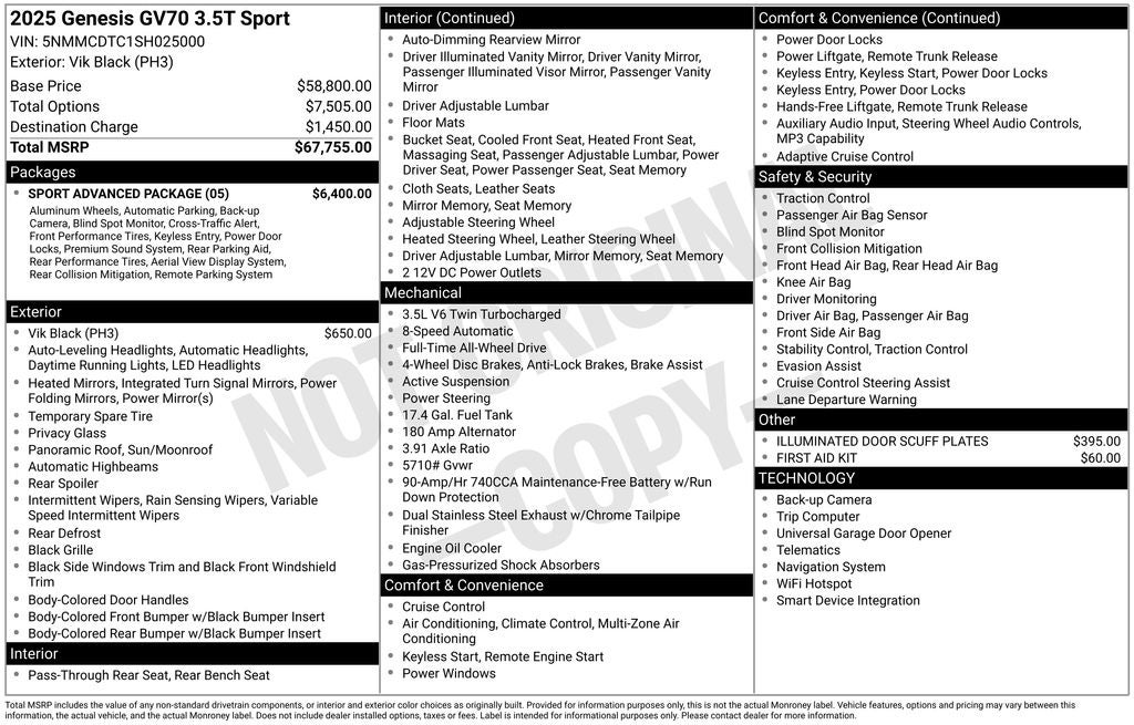2025 Genesis GV70 3.5T Sport Advanced