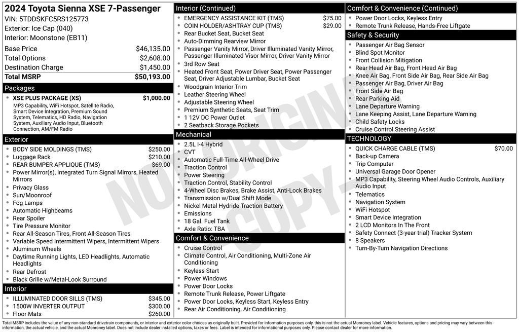 2024 Toyota Sienna XSE 7 Passenger