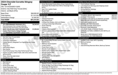 2024 Chevrolet Corvette Stingray 1LT