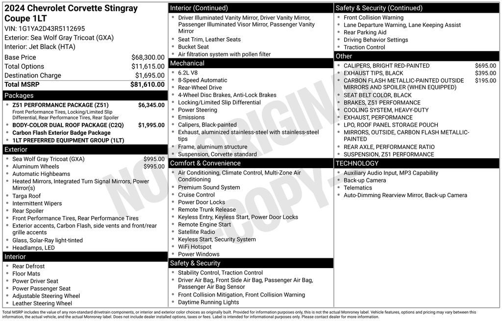 2024 Chevrolet Corvette Stingray 1LT