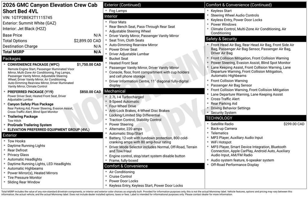 2026 GMC Canyon Elevation