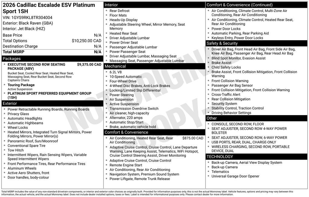 2026 Cadillac Escalade ESV Platinum Edition