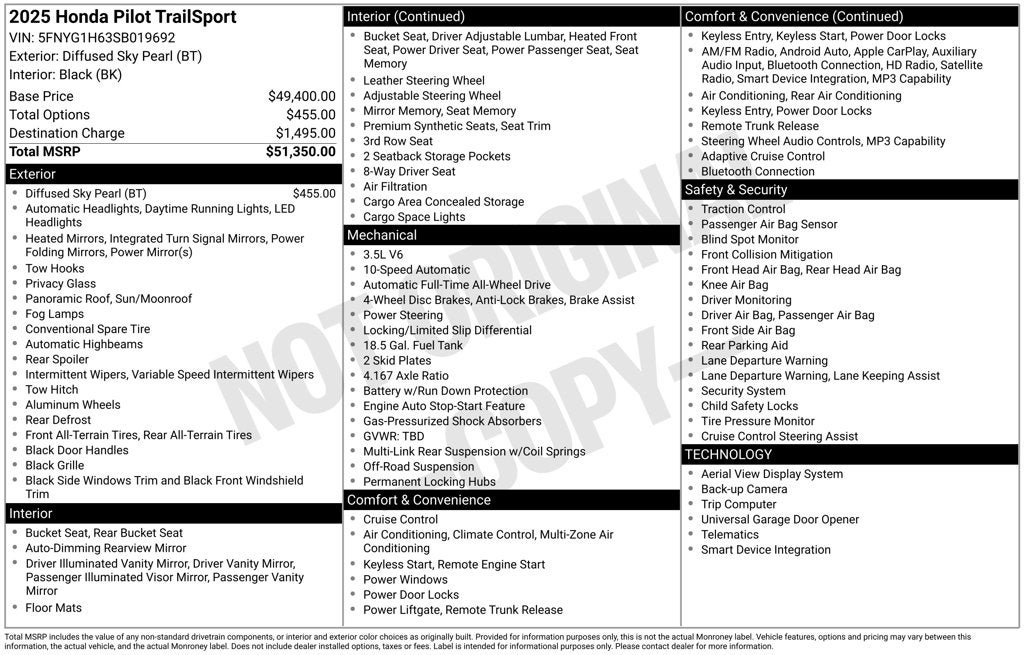 2025 Honda Pilot TrailSport