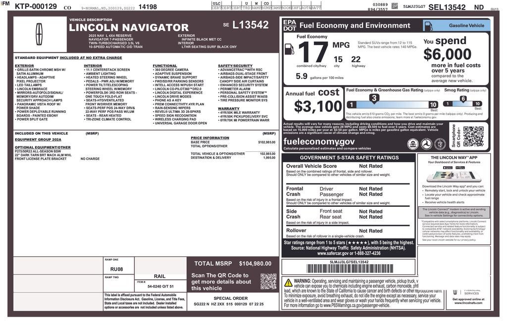 2025 Lincoln Navigator L Reserve