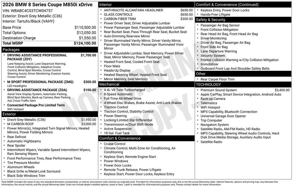 2026 BMW 8 Series M850i xDrive