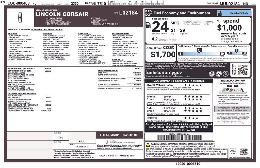2021 Lincoln Corsair Reserve