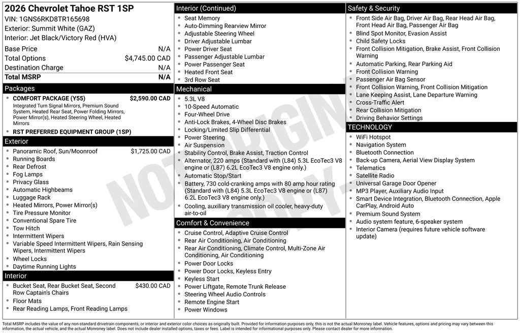 2026 Chevrolet Tahoe RST