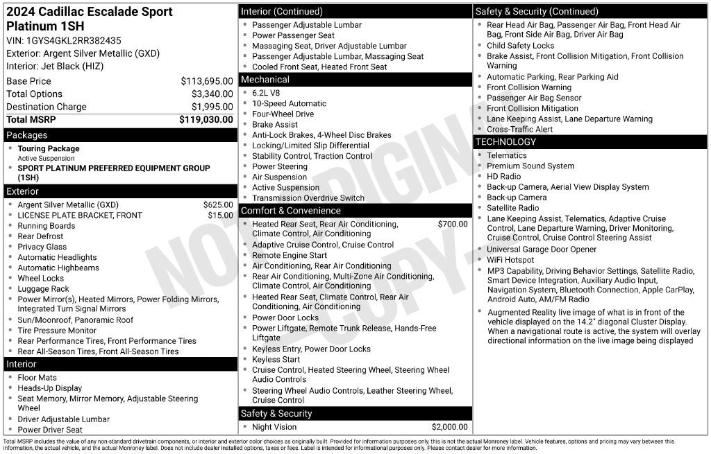 2024 Cadillac Escalade Sport Platinum