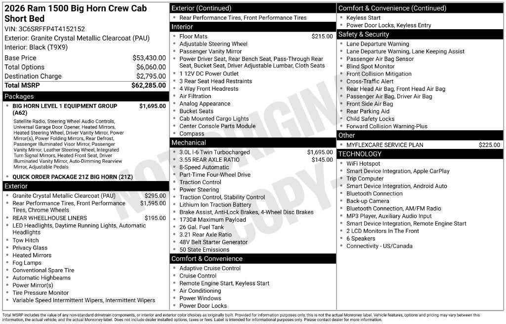 2026 RAM 1500 Big Horn/Lone Star