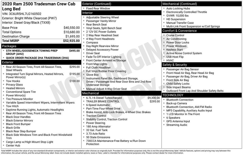 2020 RAM 2500 Tradesman