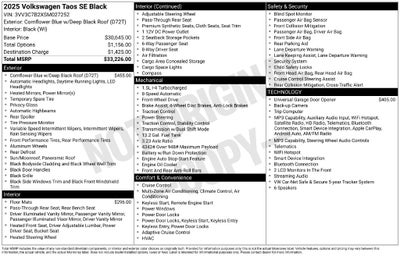 2025 Volkswagen Taos 1.5T SE Black