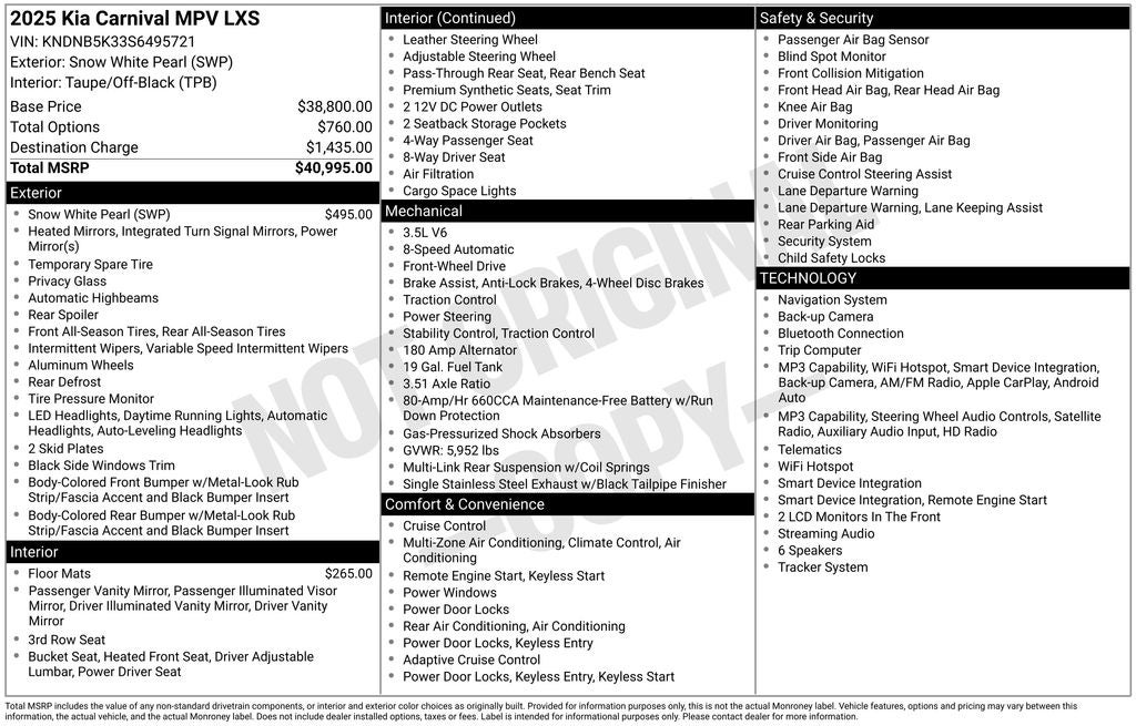 2025 Kia Carnival LXS