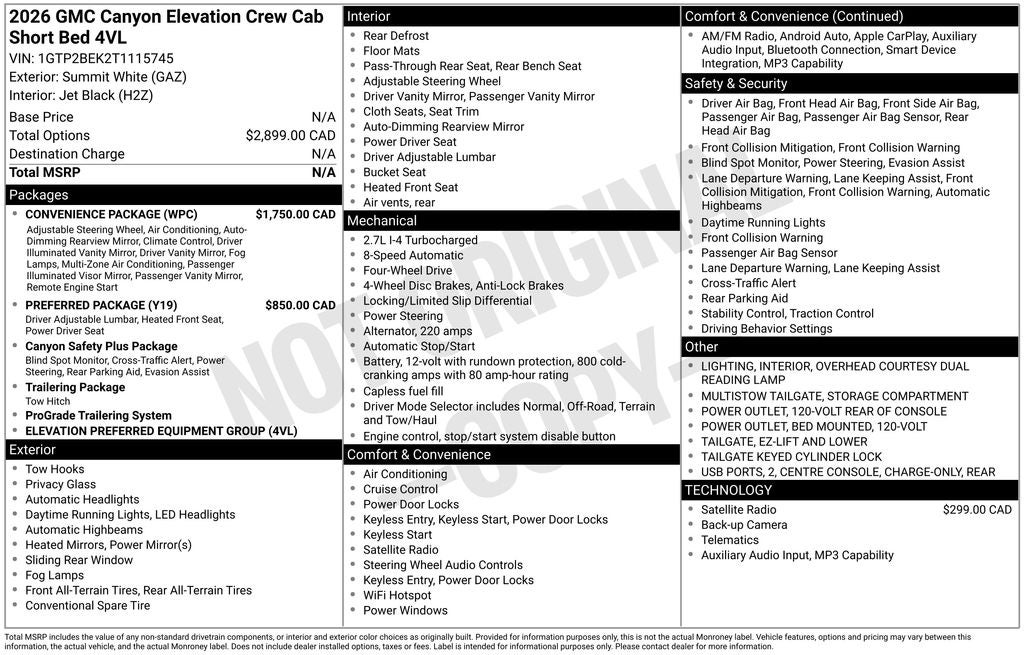 2026 GMC Canyon Elevation