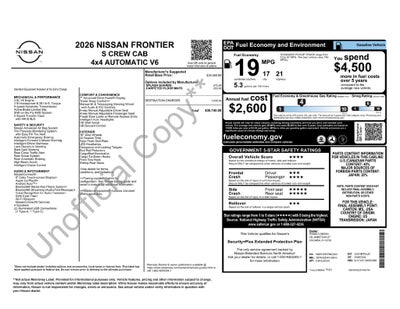 2026 Nissan Frontier S