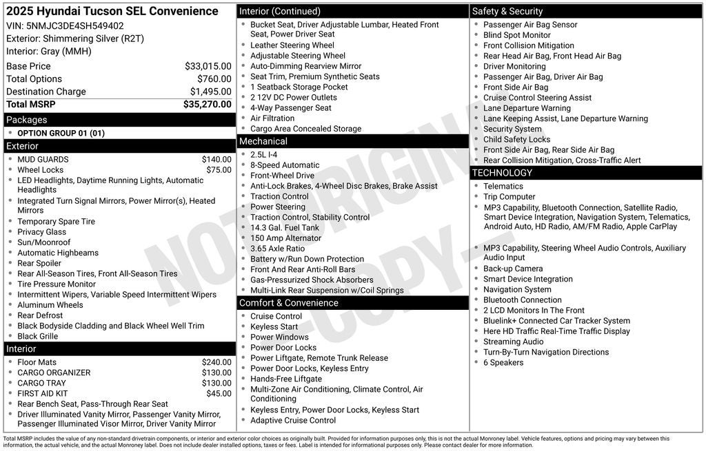 2025 Hyundai Tucson SEL Convenience