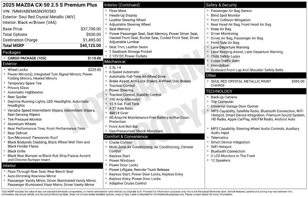 2025 Mazda Mazda CX-50 2.5 S Premium Plus Package
