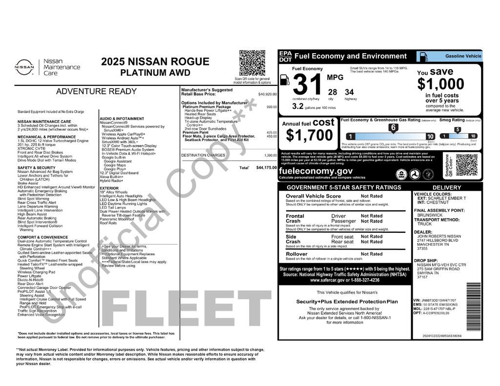 2025 Nissan Rogue Platinum