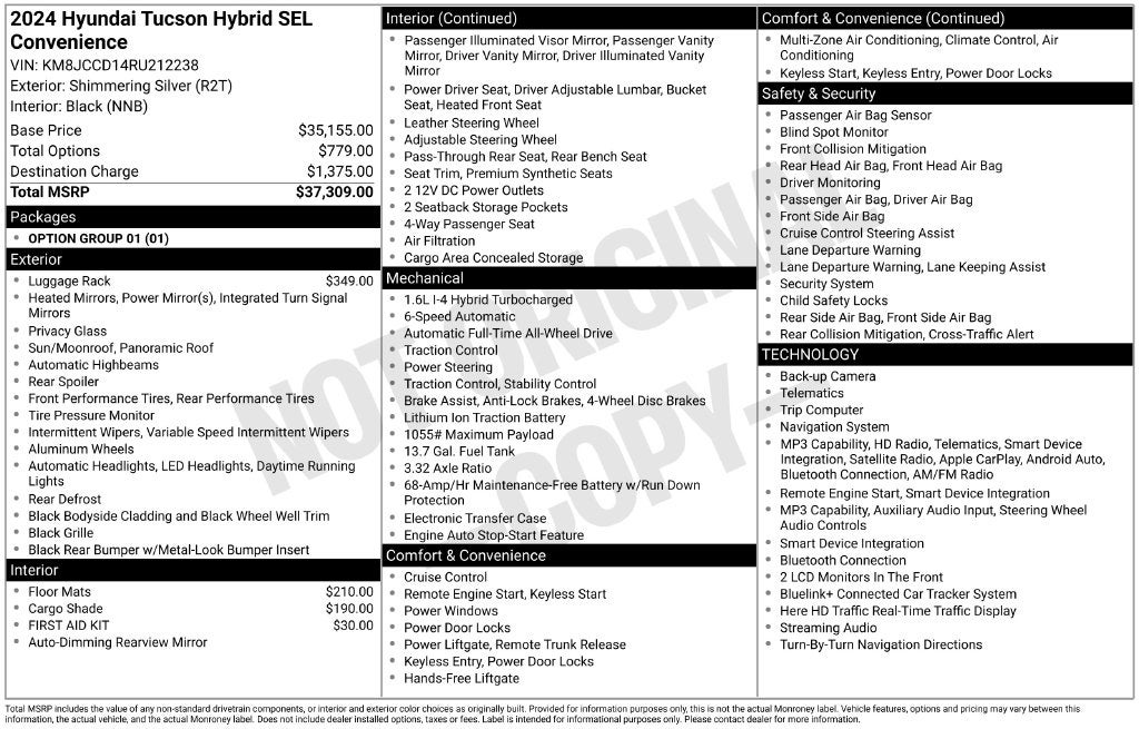 2024 Hyundai Tucson Hybrid SEL Convenience