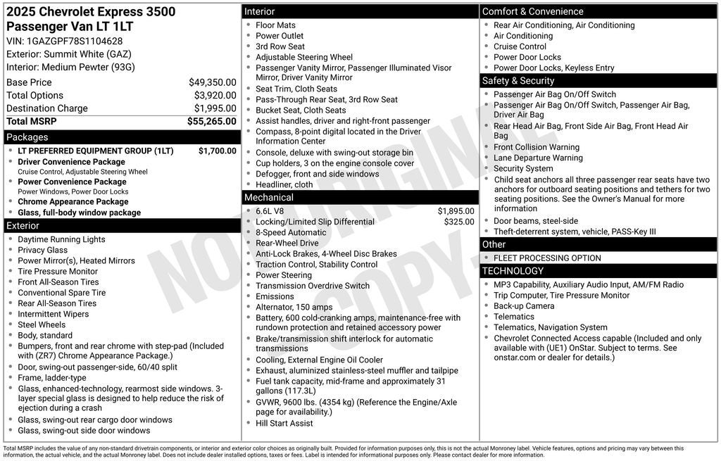 2025 Chevrolet Express 3500 LT Passenger