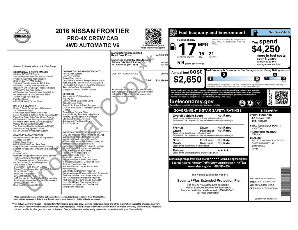 2016 Nissan Frontier PRO-4X