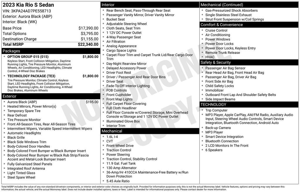 2023 Kia Rio S