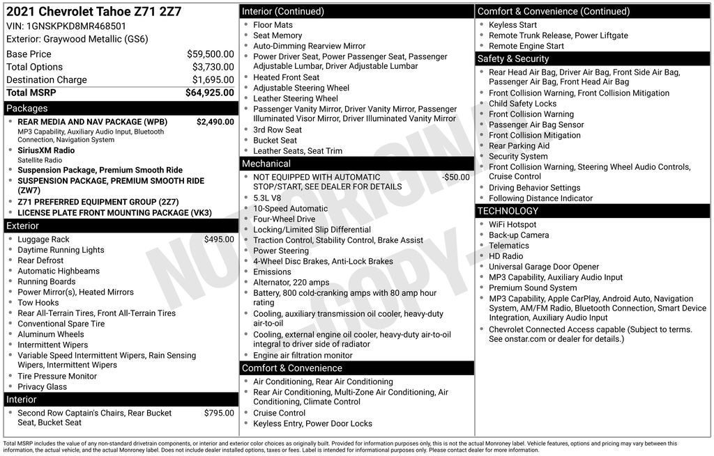 2021 Chevrolet Tahoe Z71