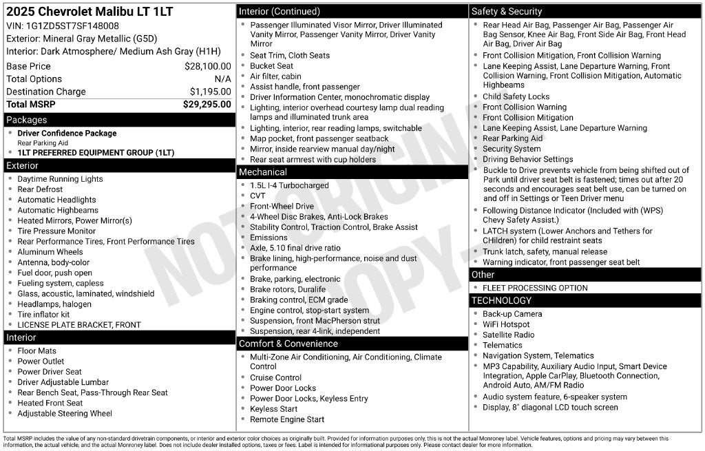 2025 Chevrolet Malibu LT 1LT