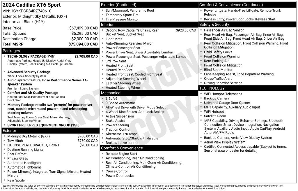 2024 Cadillac XT6 Sport