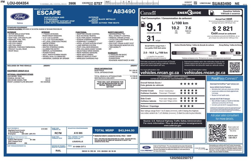 2025 Ford Escape Platinum
