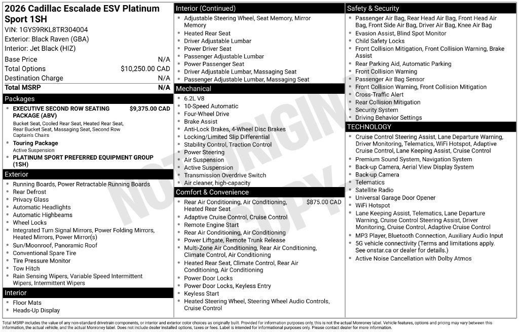 2026 Cadillac Escalade ESV Platinum Edition