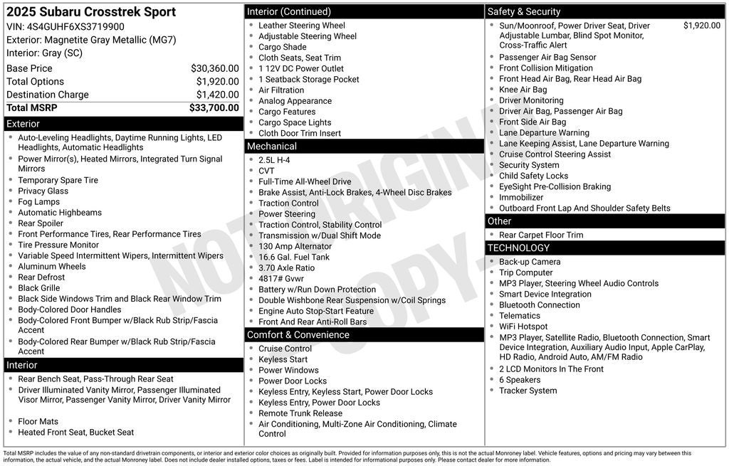 2025 Subaru Crosstrek Sport