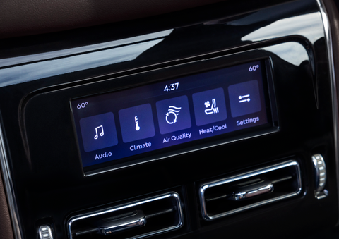 Driver controls like music, temperature, air quality, settings, and heat/cool seats are shown. | Don Franklin Lincoln Elizabethtown in Elizabethtown KY
