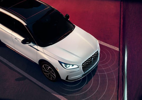 Illustrated radar signals are shown emitting from the front of a 2025 Lincoln Corsair® SUV. | Don Franklin Lincoln Elizabethtown in Elizabethtown KY