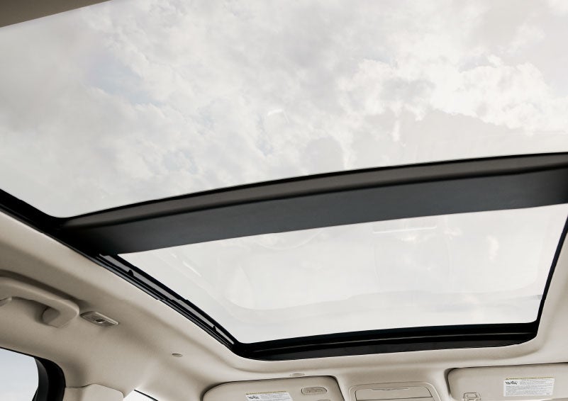 The available panoramic Vista Roof® is shown from inside a 2024 Lincoln Corsair® SUV. | Don Franklin Lincoln Elizabethtown in Elizabethtown KY