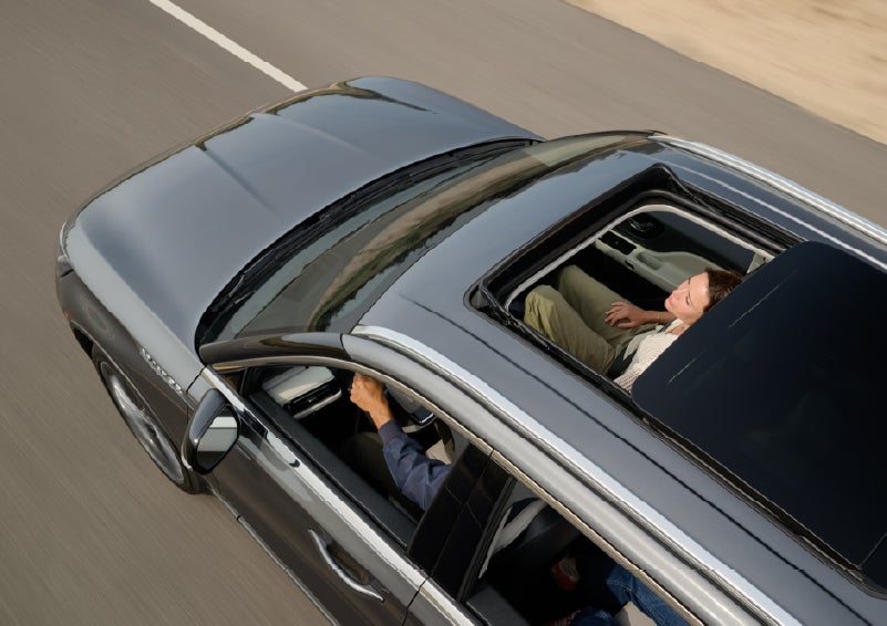 The available panoramic Vista Roof® of a 2027 Lincoln Aviator® SUV is open. | Don Franklin Lincoln Elizabethtown in Elizabethtown KY
